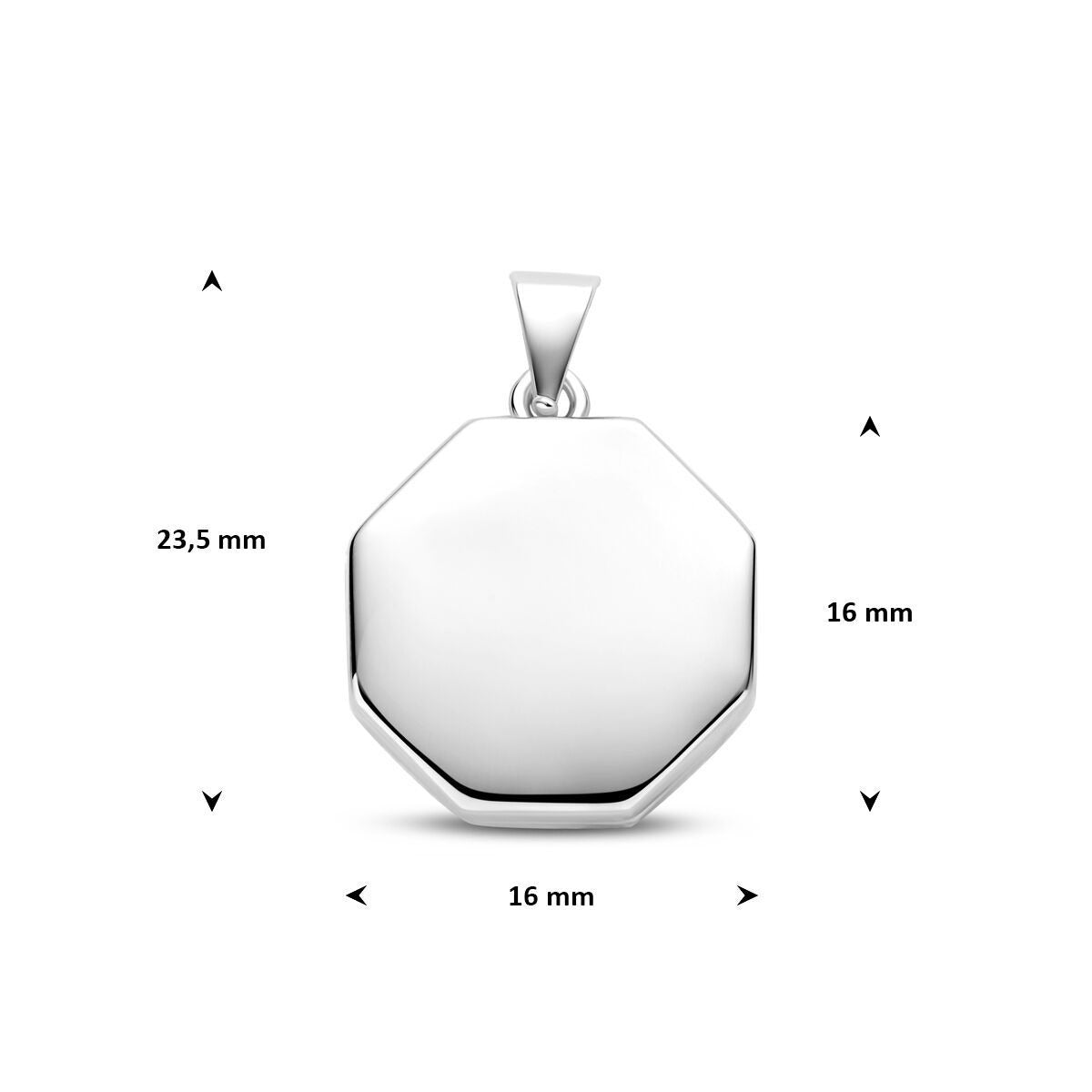 Medaillon octogonal de plata 925 rodiado