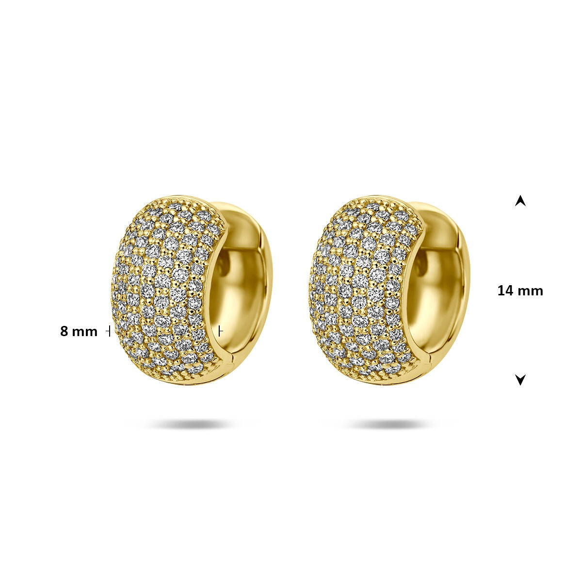 Aros de oro amarillo de 14k con diamante cultivado en laboratorio