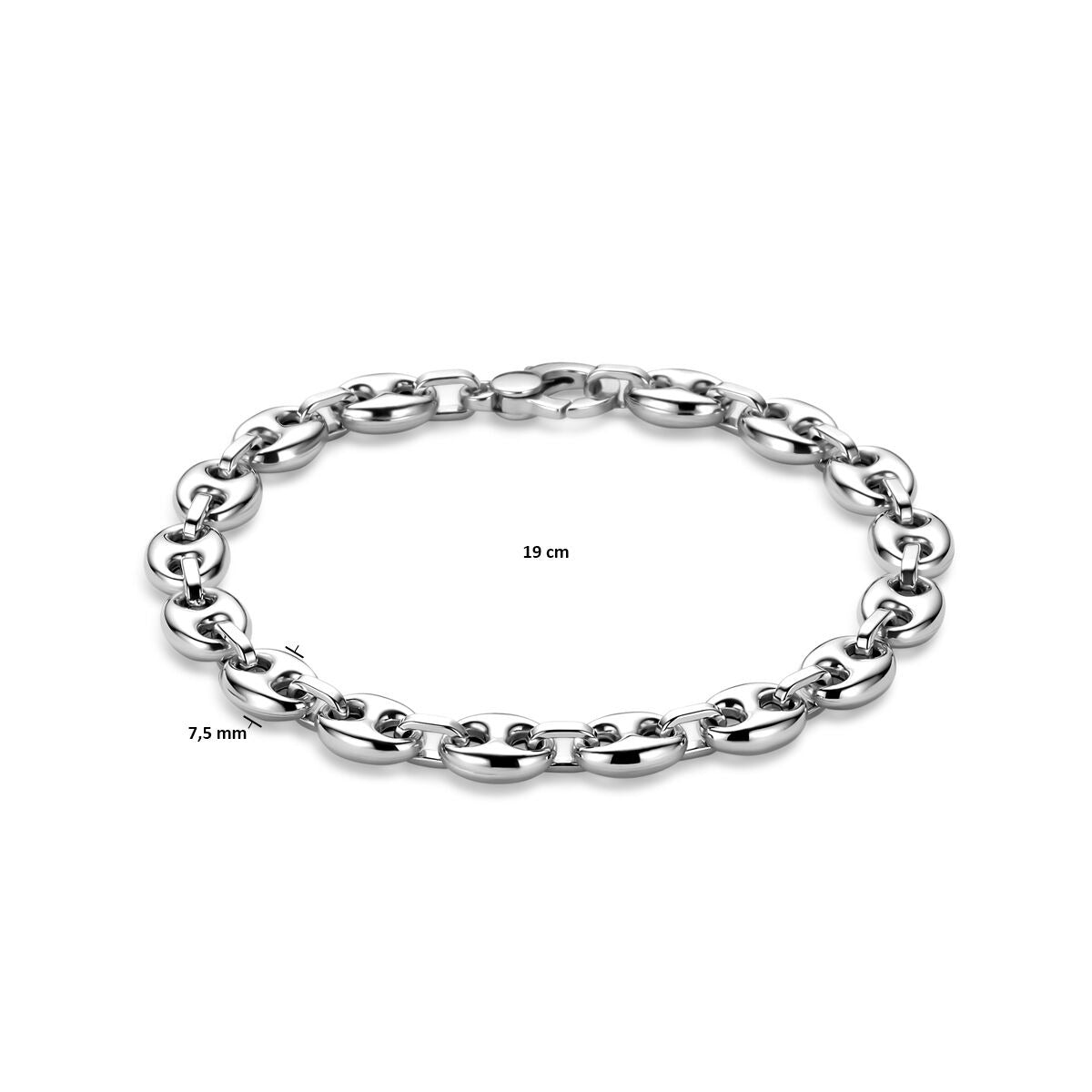 Pulsera de plata 925 rodiada con eslabones de grano de café