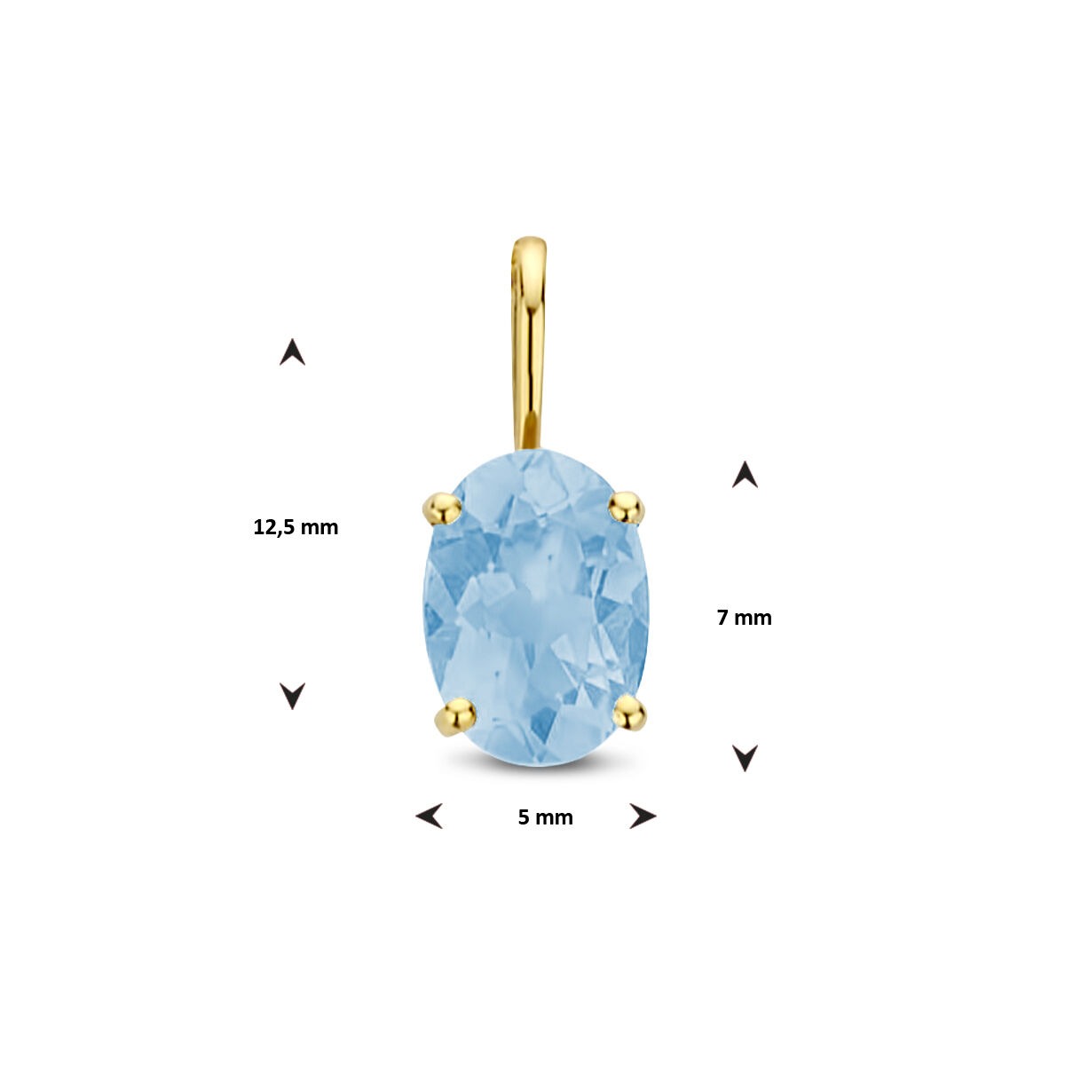 colgante de oro amarillo de 14k con topacio azul – piedra de nacimiento
