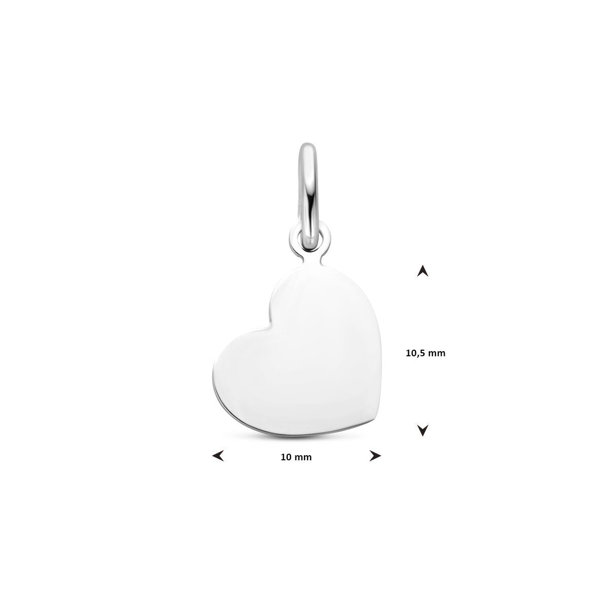 colgante en forma de corazón 10,5 mm plata rodiada