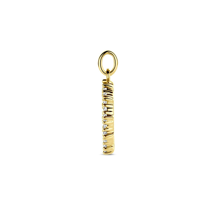 14k Geelgouden hanger met diamant – 0.25 ct, 18 mm hoog
