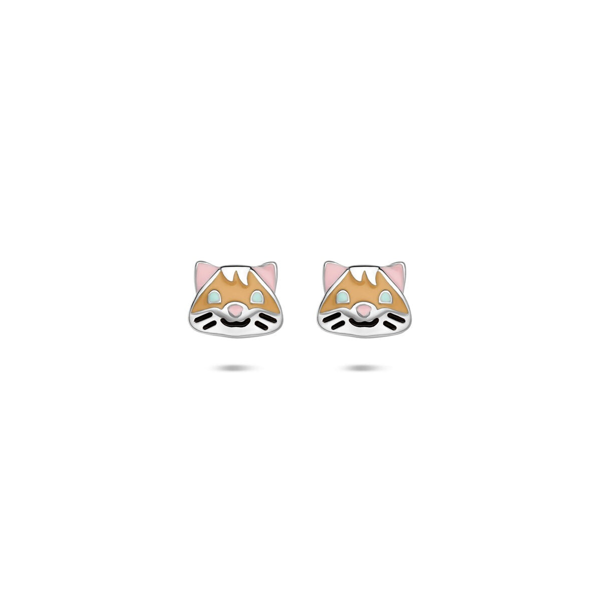 Pendientes de primera puesta de plata con esmalte de hámster, de 5 x 6 mm.