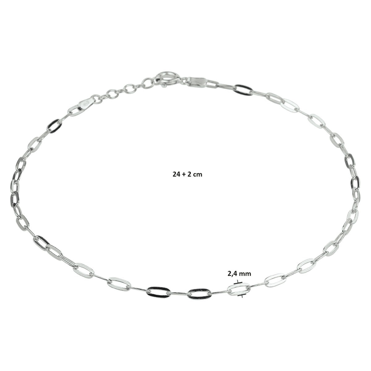 Anillo de tobillo de plata con eslabones tipo paperclip – plata 925 rodiada