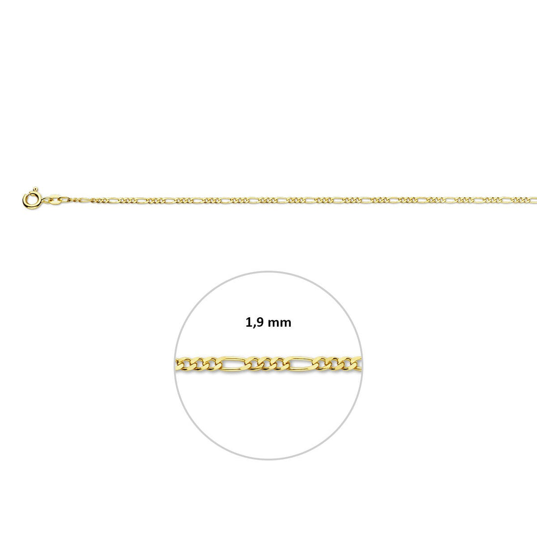 9k Geelgouden Figaro Enkelbandje 1,9 mm Dames