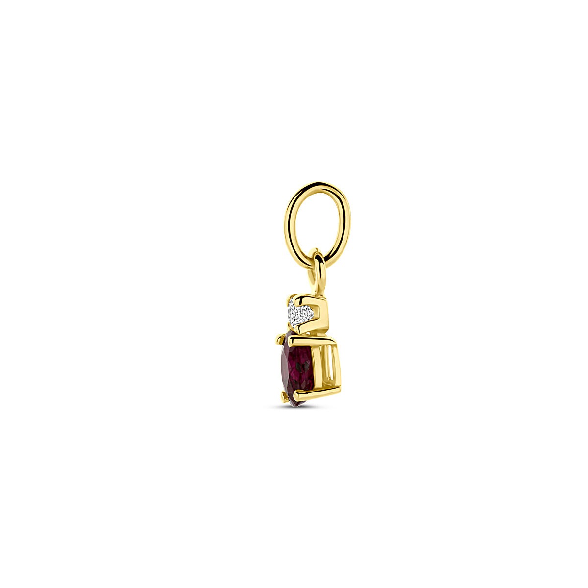 colgante de oro amarillo con rubí y circonitas – 12 mm