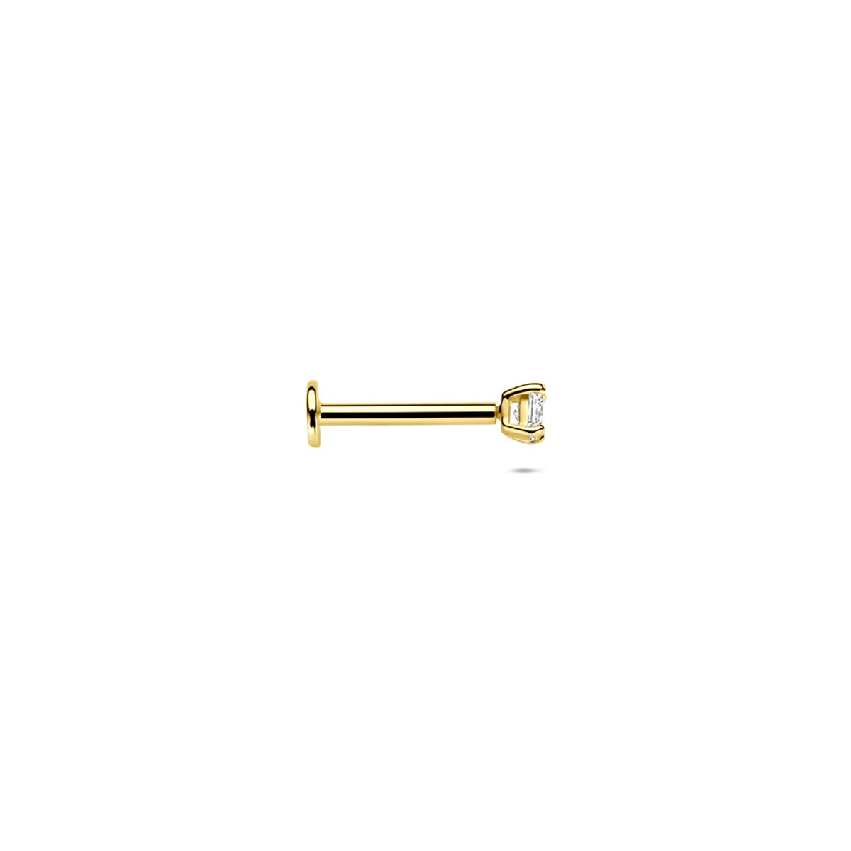 piercing de oro amarillo plano con circonita – 2,5 mm