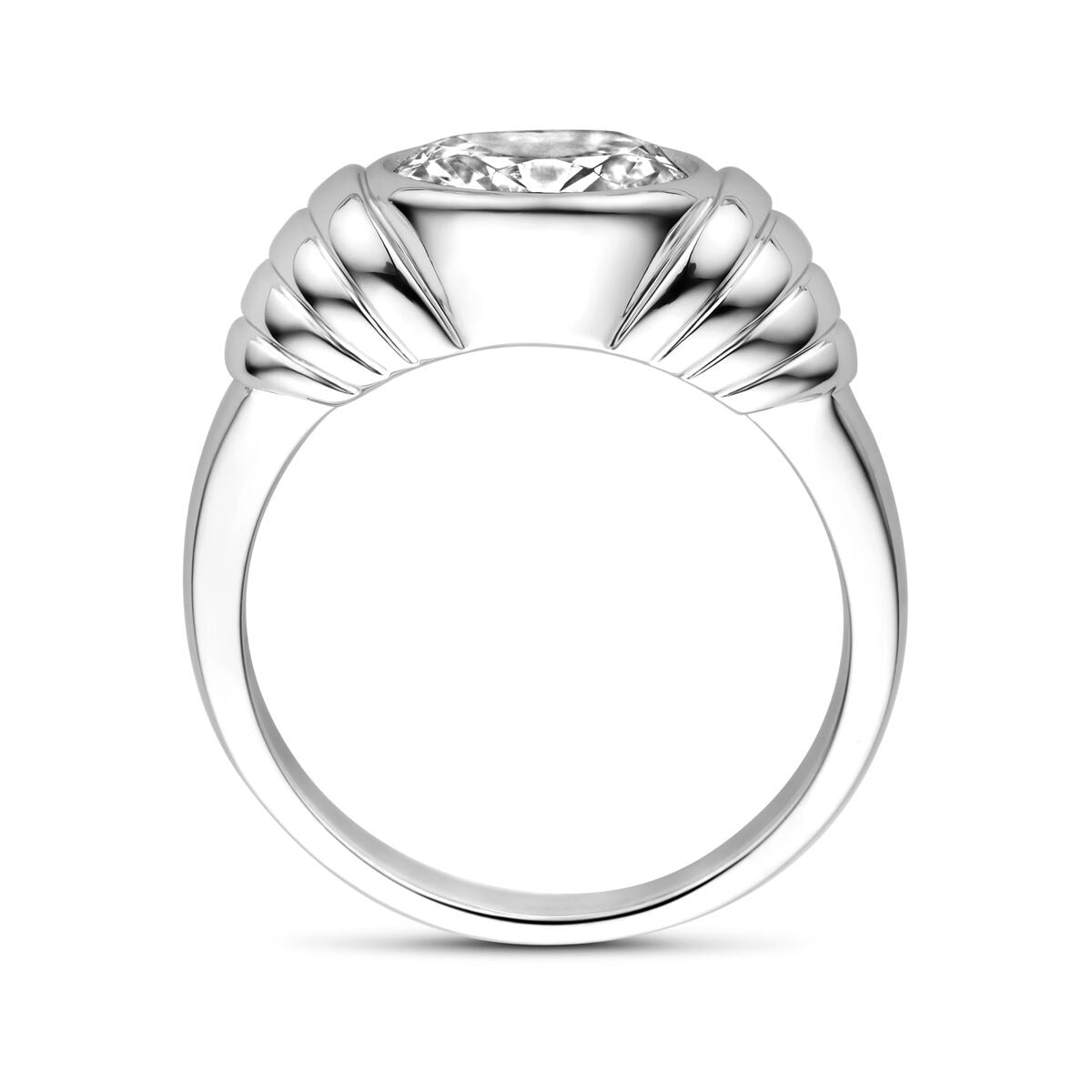 Anillo de mujer de plata con zirconia ovalada - plata rodiada 925, 8 mm de ancho