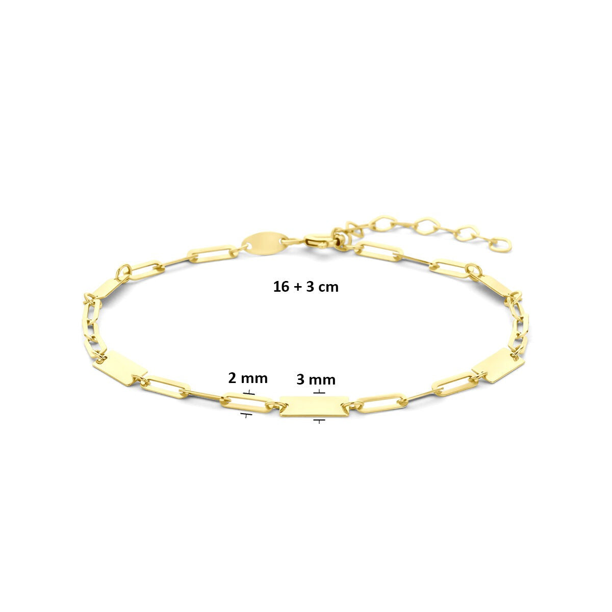 pulsera de oro amarillo con placas elegantes