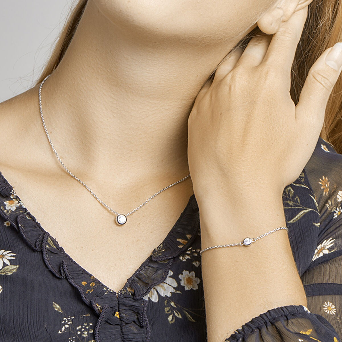 Collar de plata con circonitas – plata 925 rodiada (set)