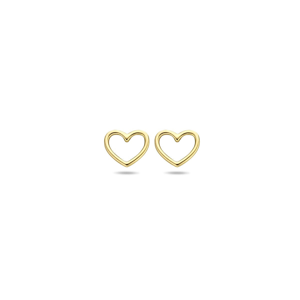 Pendientes de corazón en oro amarillo de 9 quilates.
