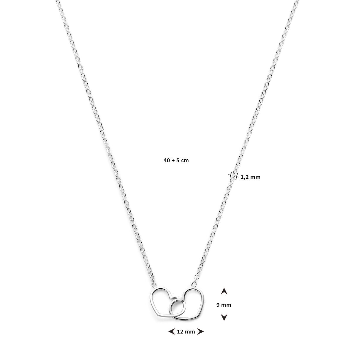 Collar de plata con corazones dobles – collar ancla rodiado