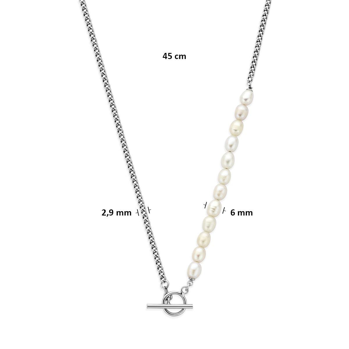 Collar de plata 925 rodiado con perlas de agua dulce y cierre de capiteles