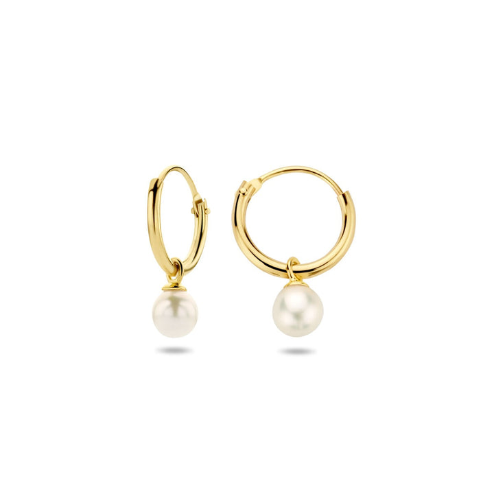 Gouden oorringen met zoetwaterparel – 14k