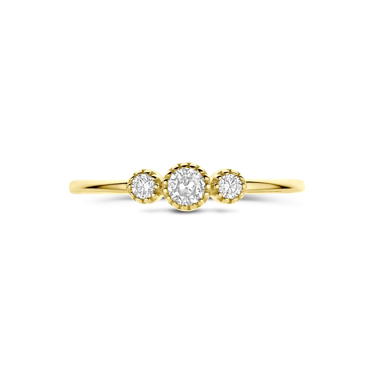 Anillo de mujer en oro amarillo con circonitas – 14k oro amarillo