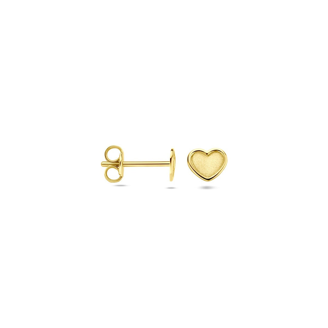 14k Geelgouden oorknoppen in hartvorm 4.5x5mm