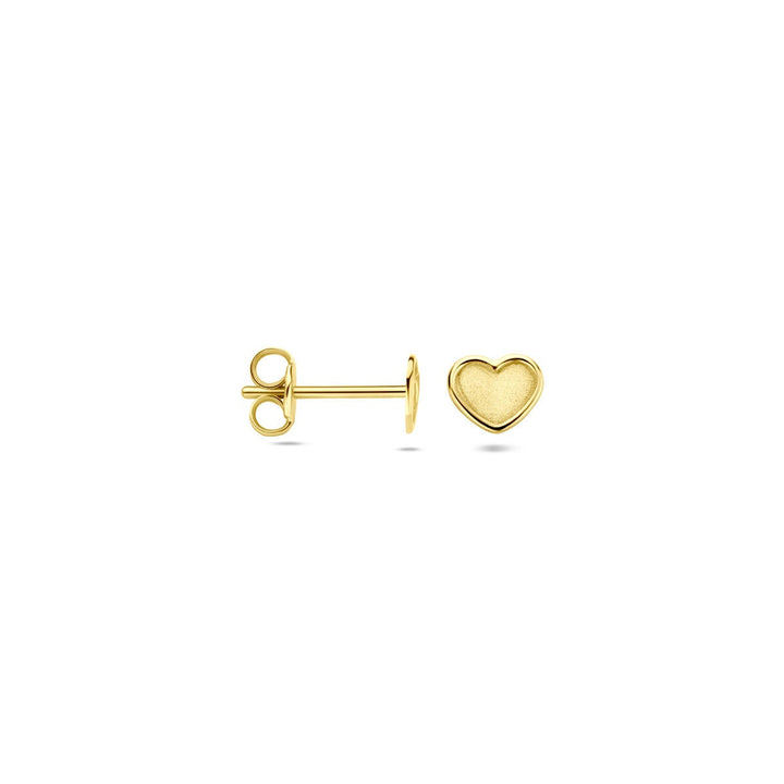14k Geelgouden oorknoppen in hartvorm 4.5x5mm