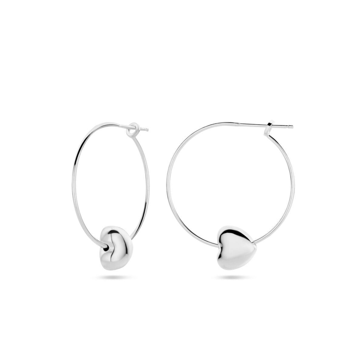 Pendientes de mujer de plata con corazón – rodiados 31 mm