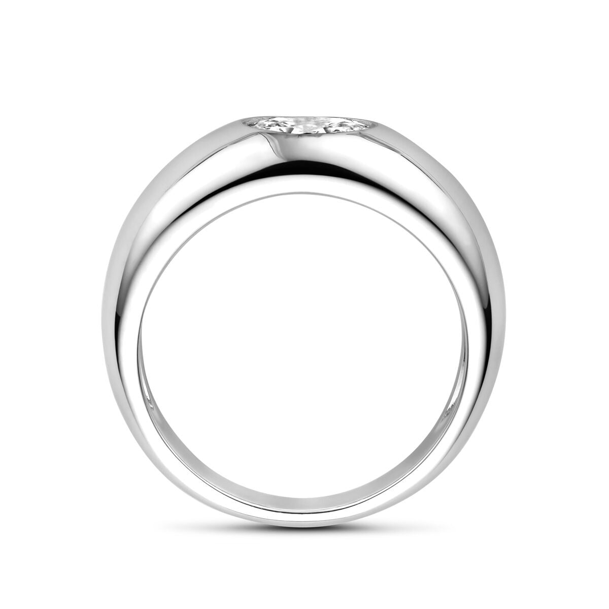 Anillo de mujer de plata con zirconia ovalada - plata rodiada, 7,5 mm de ancho