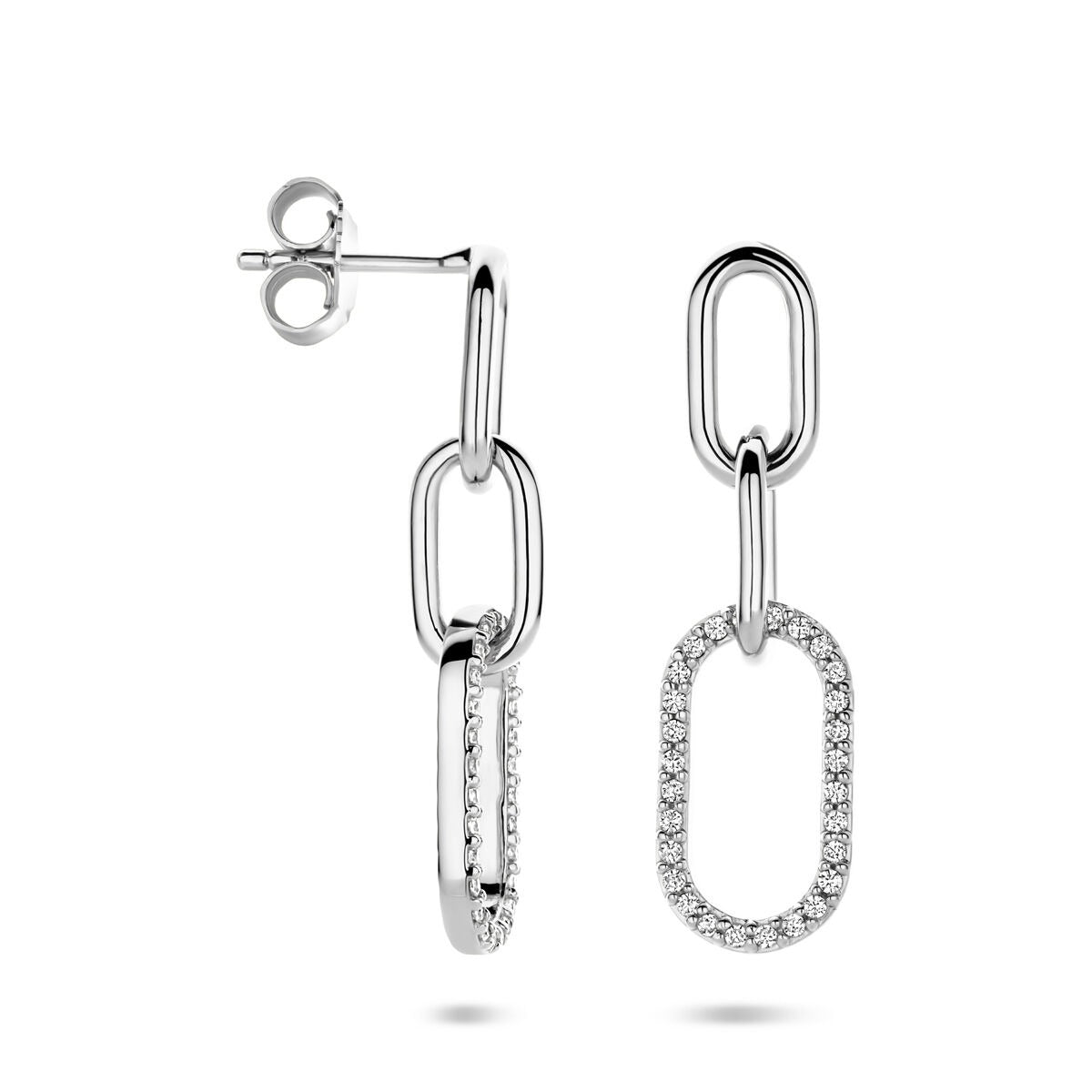 Pendientes de plata rodiada con circonitas