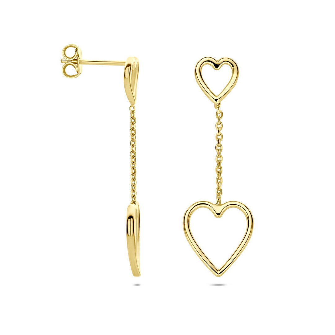 Geelverguld 925 zilveren oorhangers met hartjes