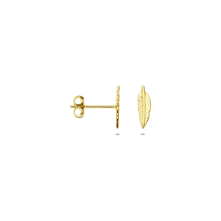 9k geelgouden oorknoppen – bladvormig design