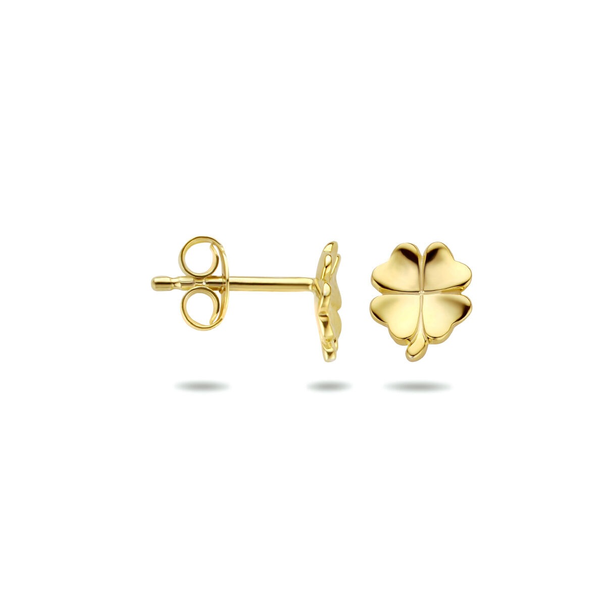 Pendientes de botón de plata chapado en oro de trébol – joyería infantil