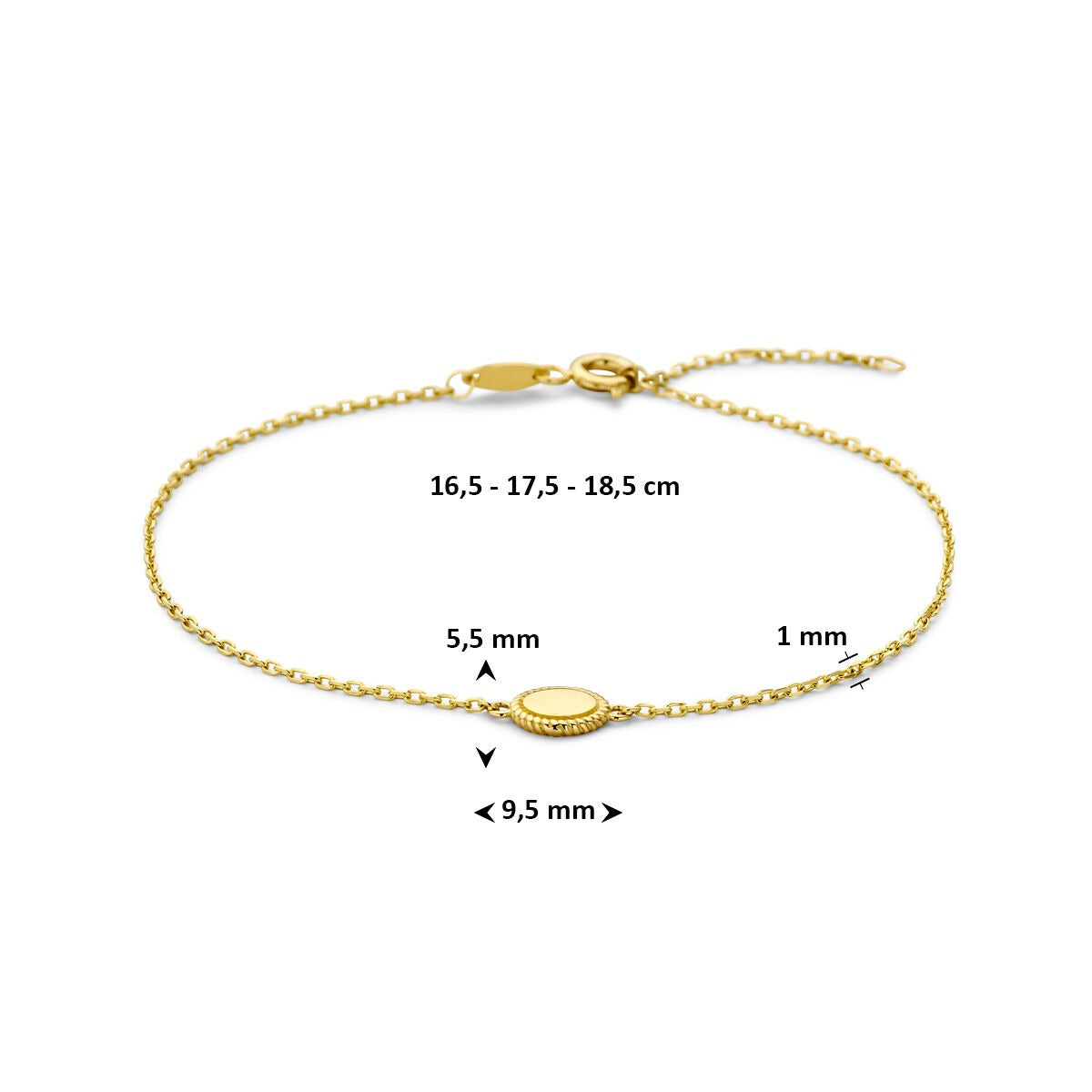 Pulsera de oro amarillo con colgante - eslabón de ancla fino