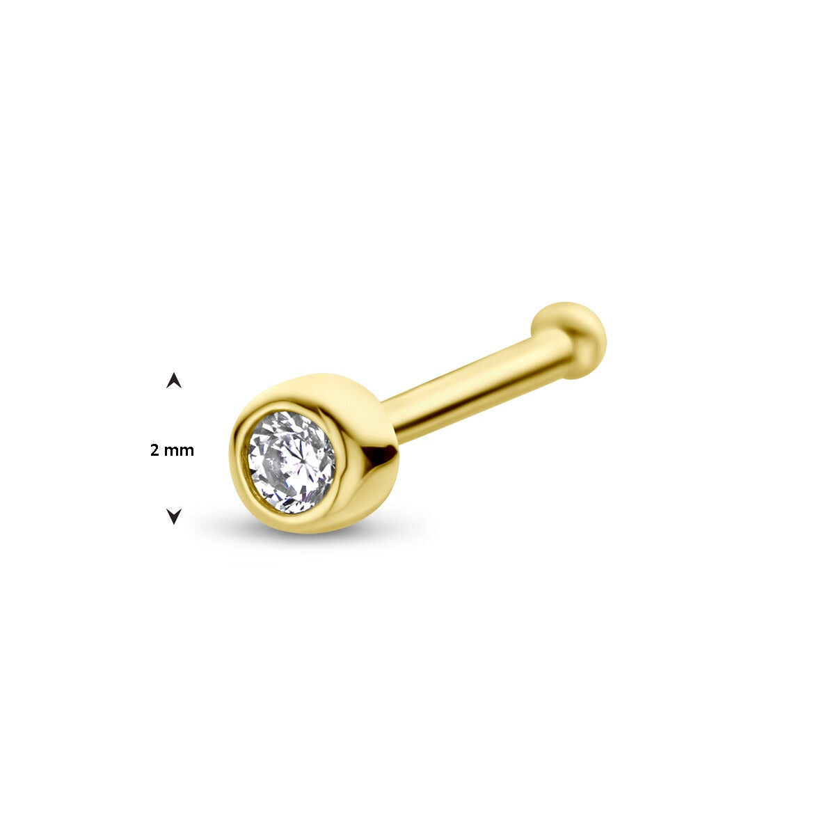 pestaña de oro amarillo de 14k con circonita tallada en brillante