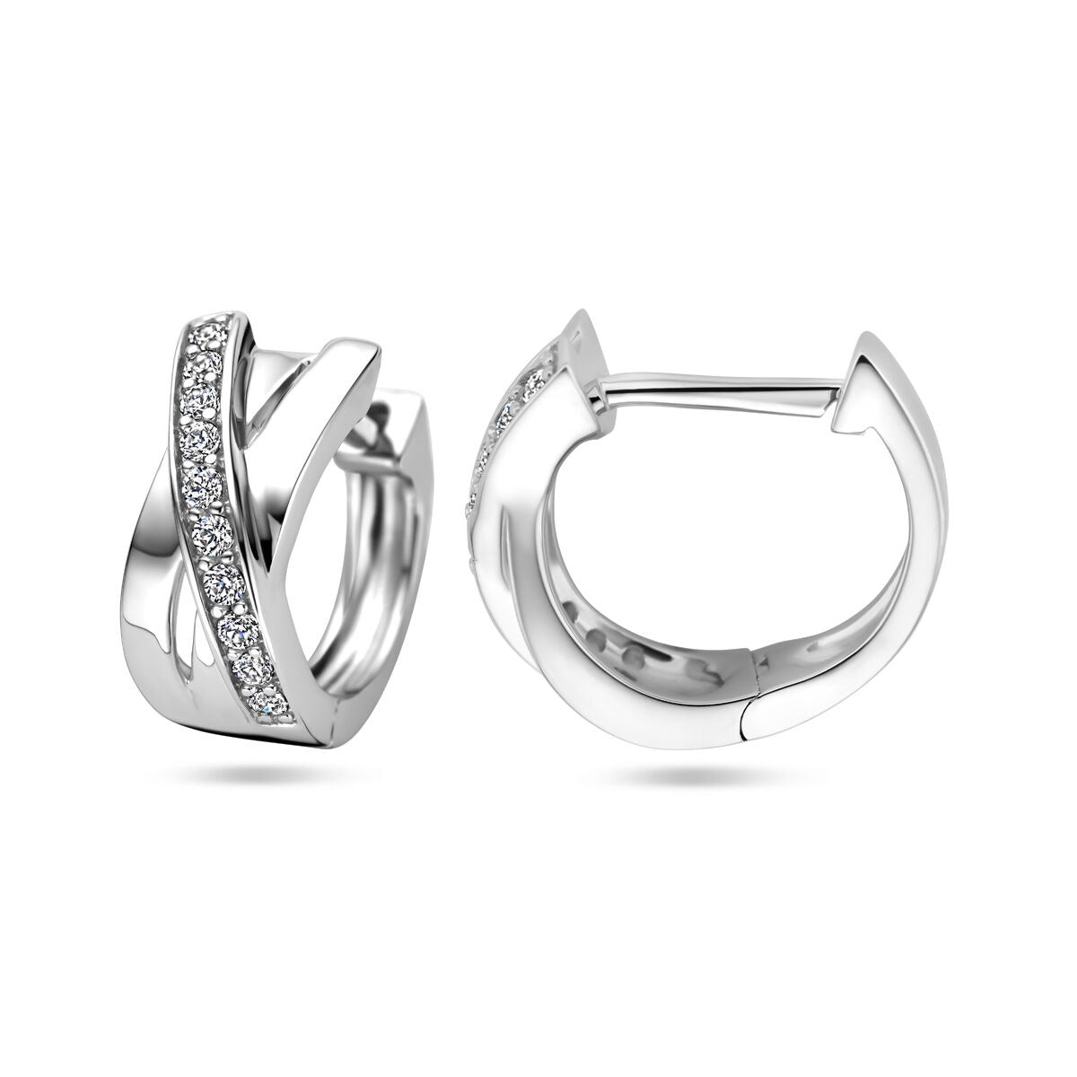 Aros de plata con circonitas - plata 925 rodiada (set)