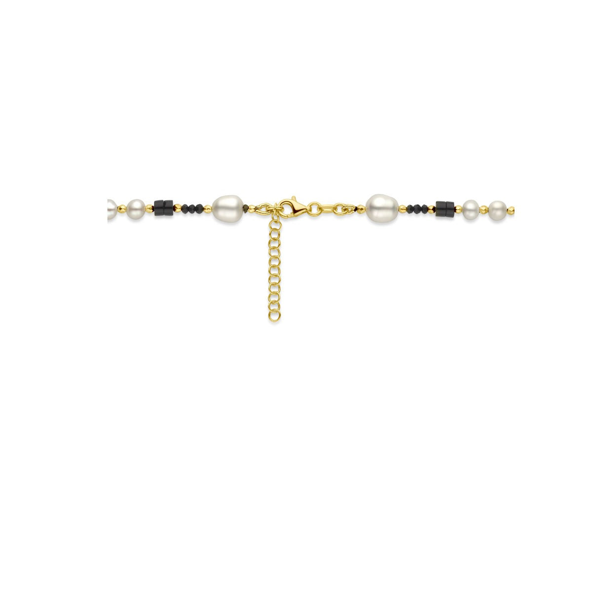 Collar de mujer chapado en oro plata con perlas y ónix