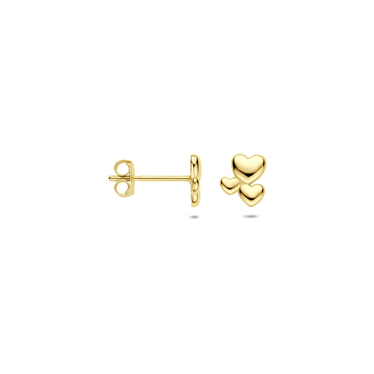 Pendientes de botón de oro amarillo con corazones