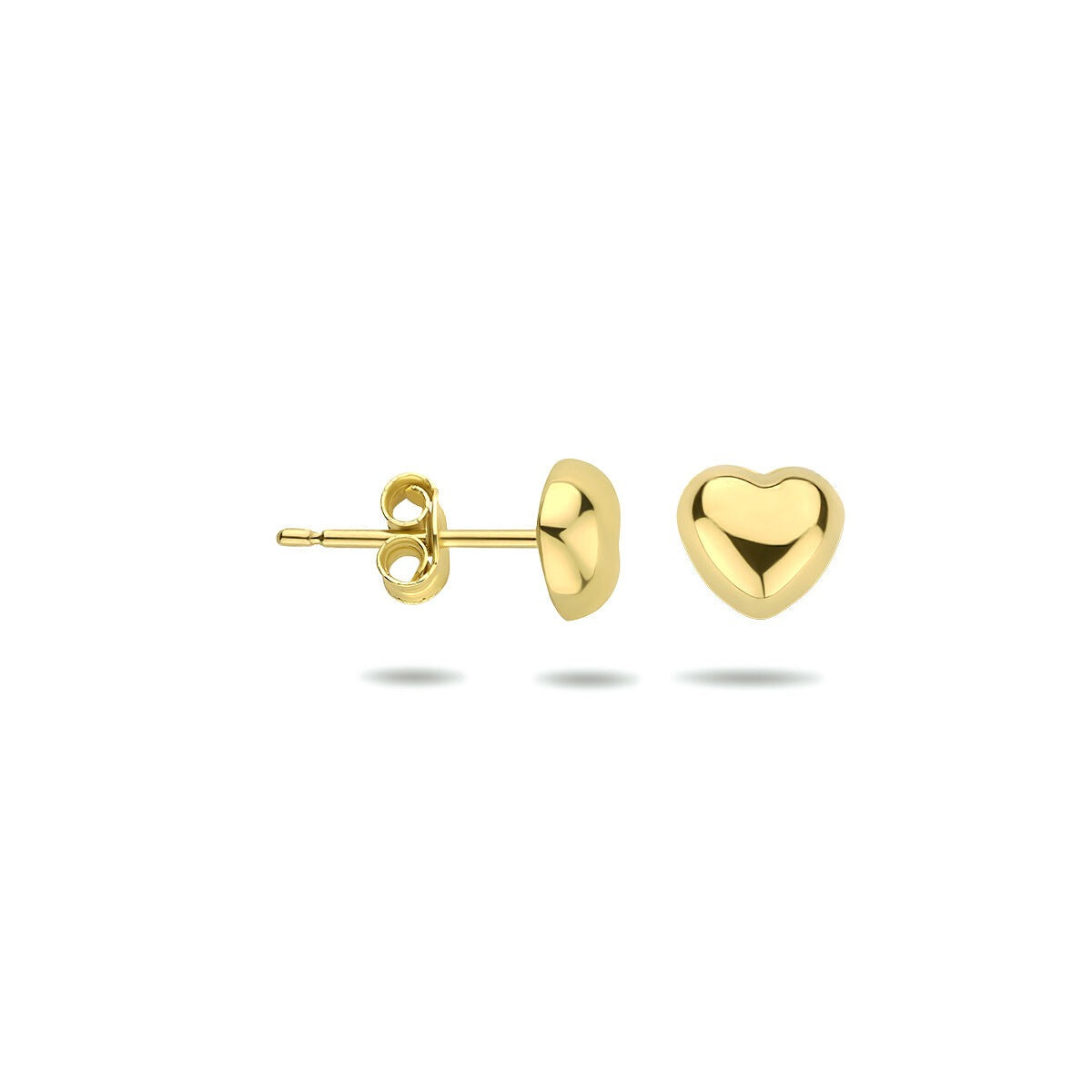 Pendientes de botón de oro amarillo en forma de corazón 5.5 mm