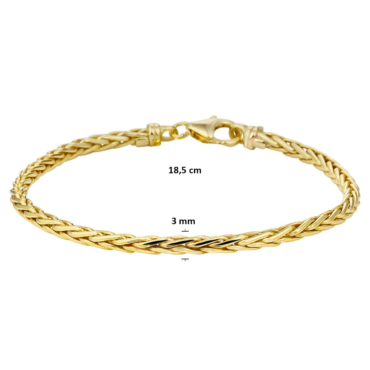 pulsera de oro amarillo con núcleo de plata de cola de zorro 9k