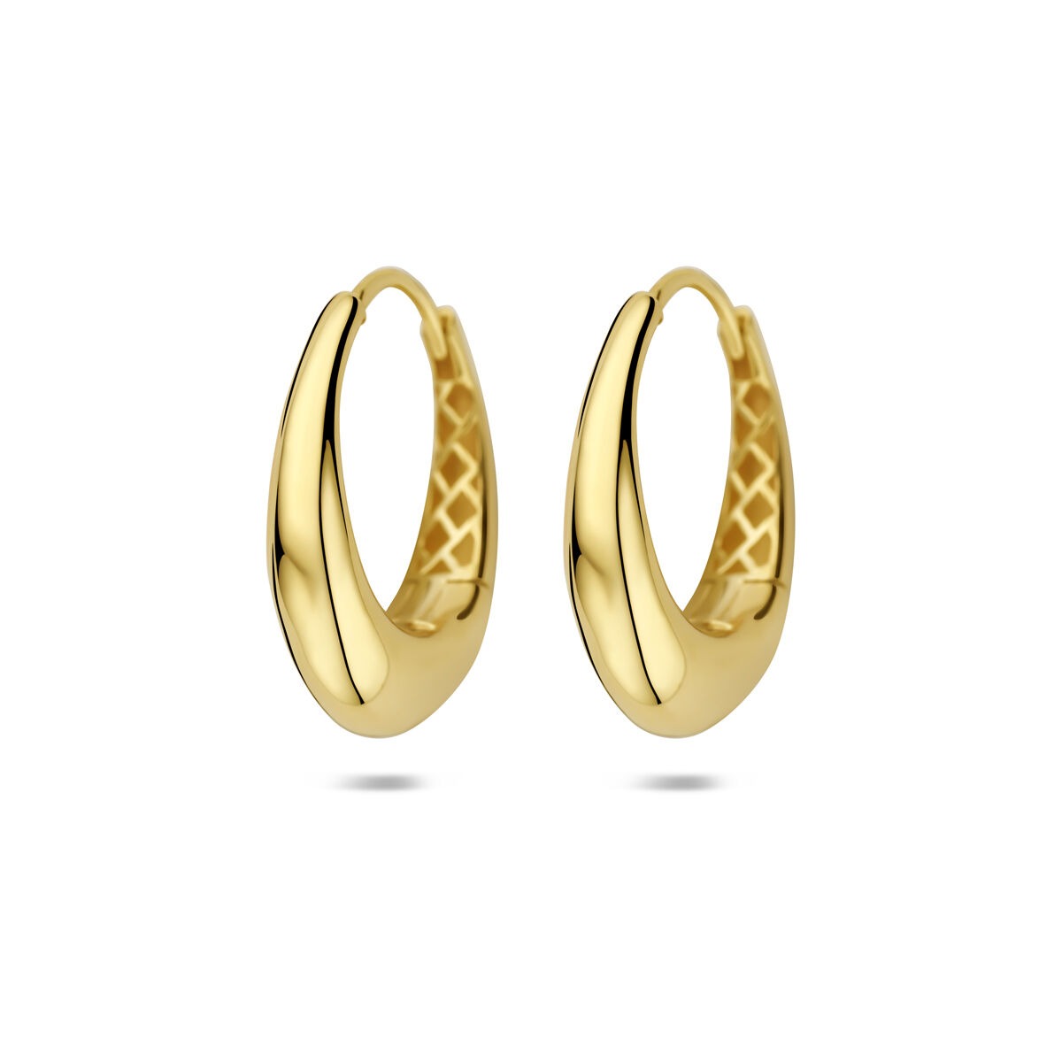 Aros de oro amarillo de 14k con diseño curvado y acabado pulido.