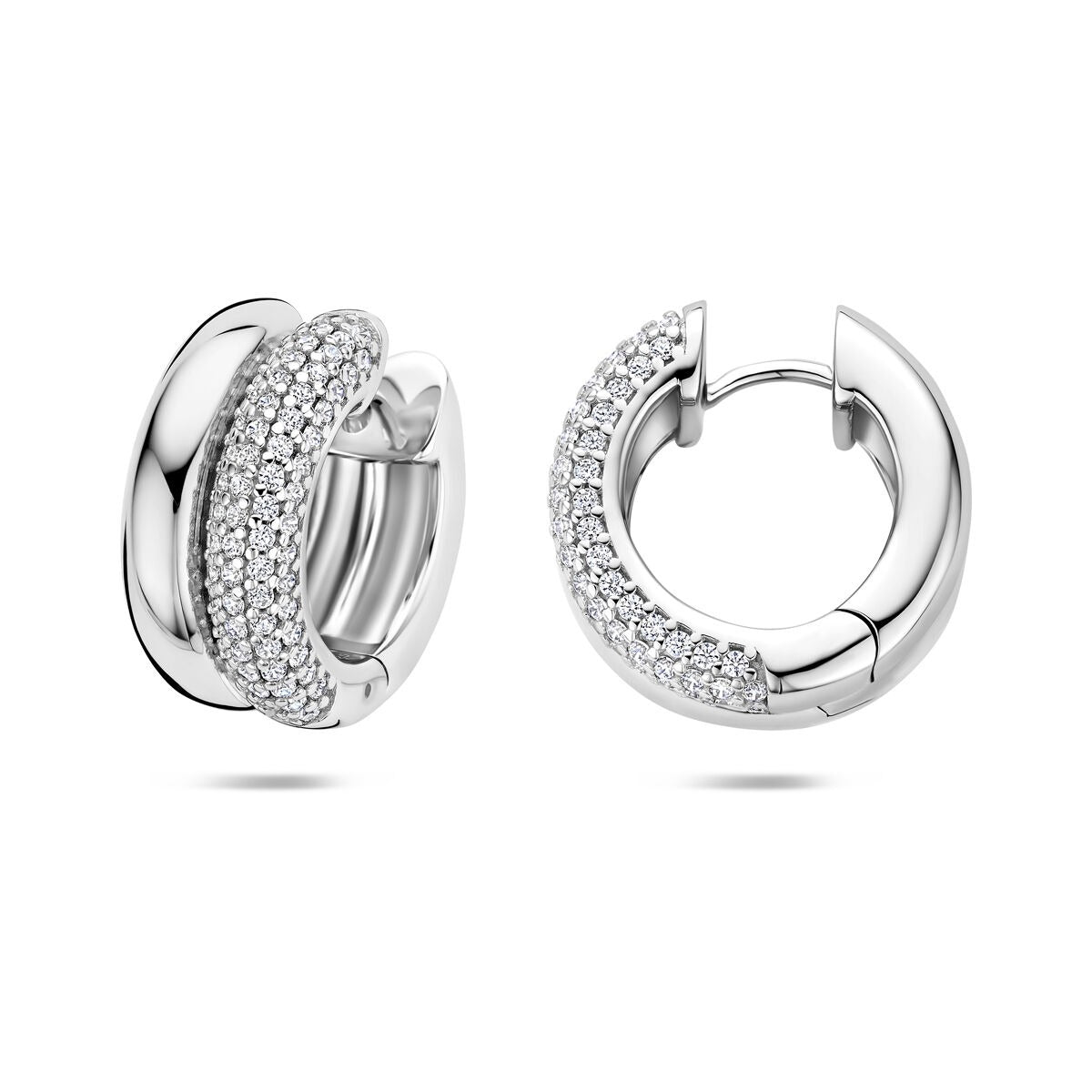 Aros de plata de mujer con circonitas – aros chapados en rodio 17.5 mm