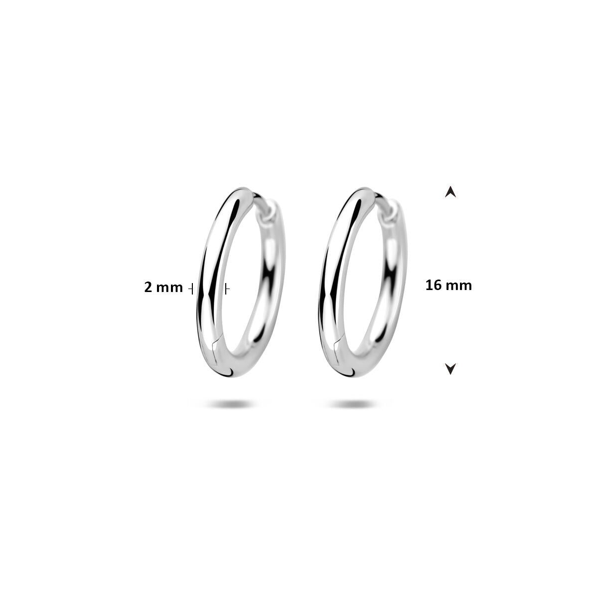 Aros de mujer de plata rodiada – grosor del tubo 2 mm