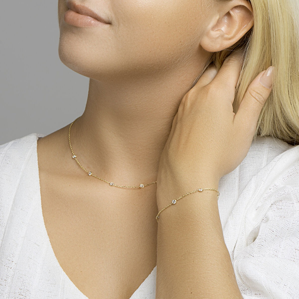 Collar chapado en oro de plata con circonitas – 40-44 cm