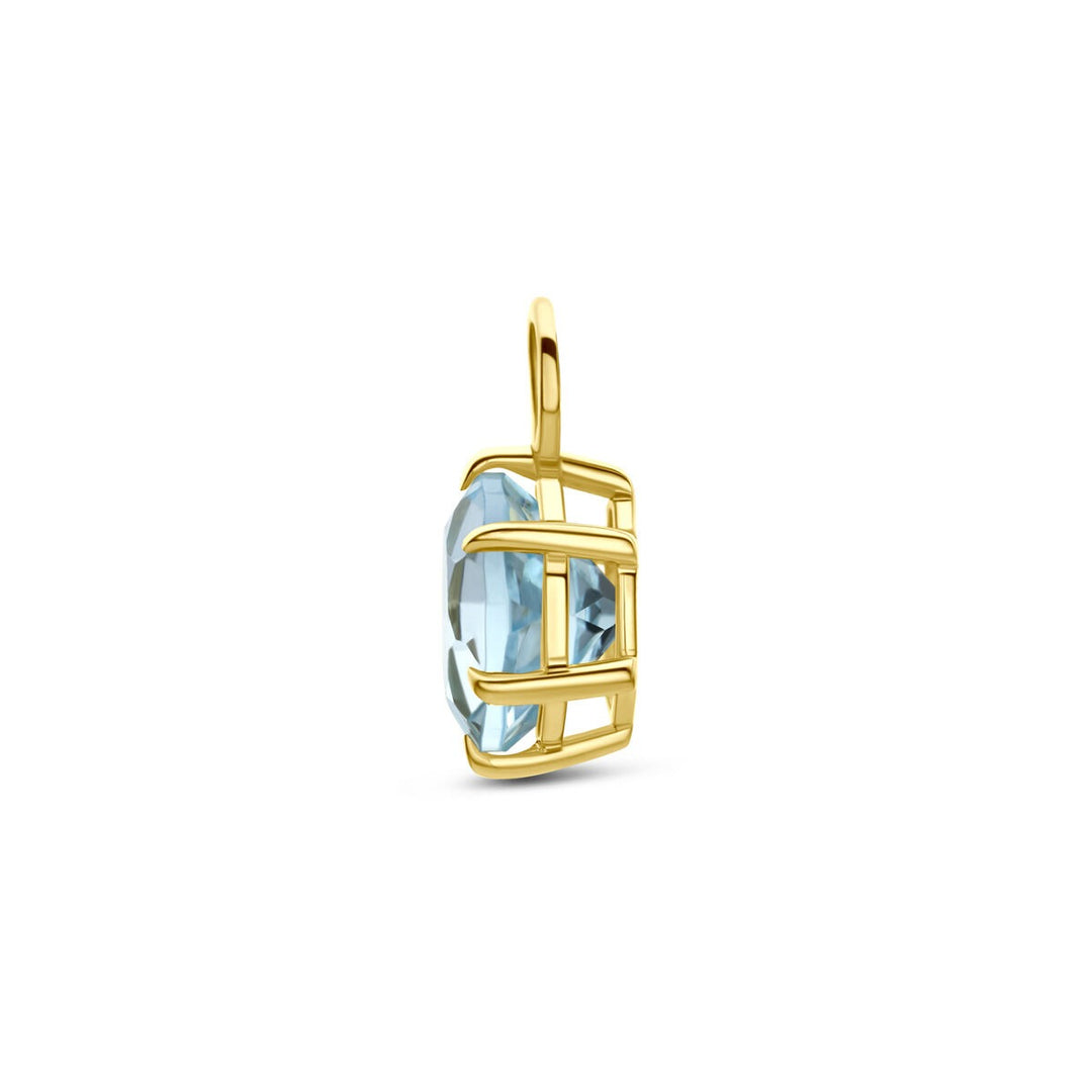 14k geelgouden oorringhanger met blauwe topaas