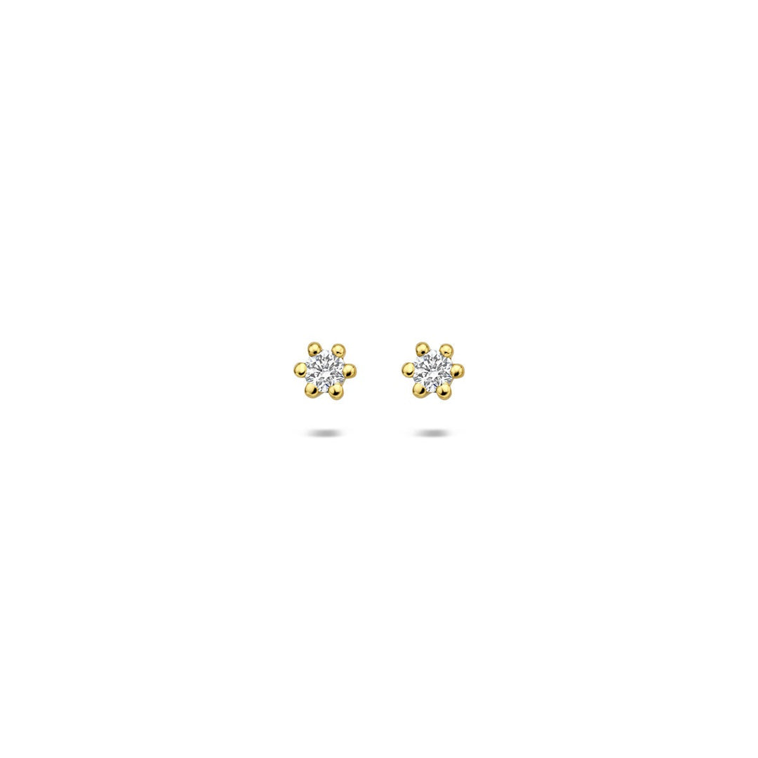 14k Geelgouden oorknoppen met lab grown diamant