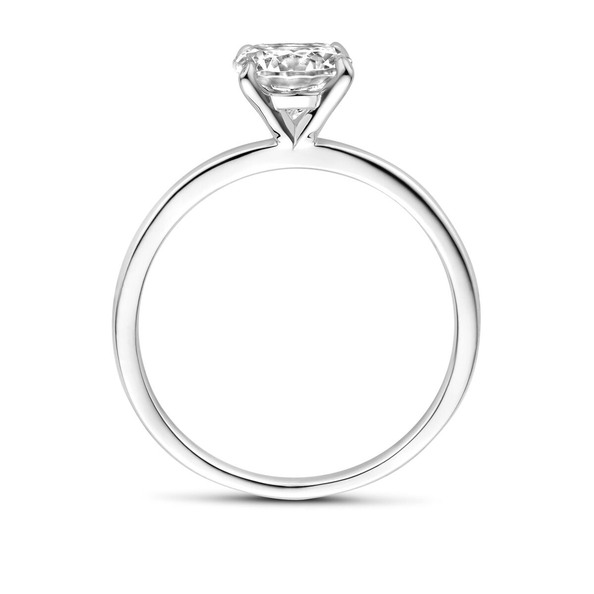 Anillo de dama de plata rodiada con circonita brillante, de 6,5 mm.