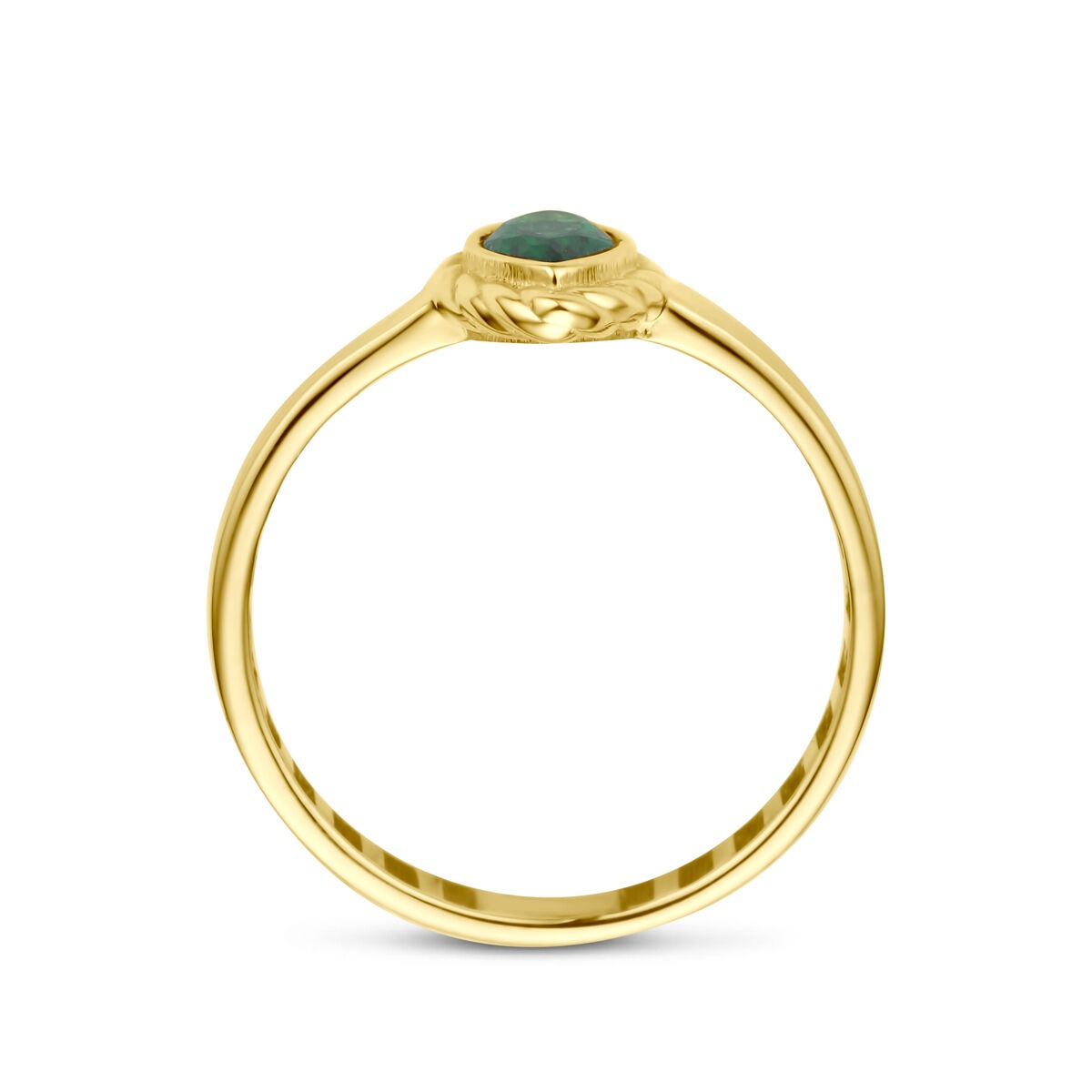 anillo de oro amarillo de 9k con zirconia verde