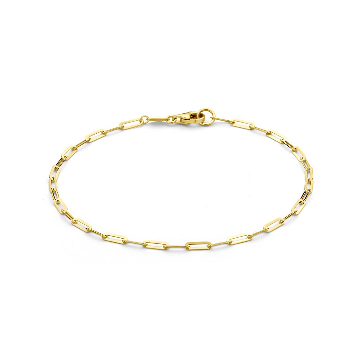 Pulsera dorada de 14k con eslabones de ancla.