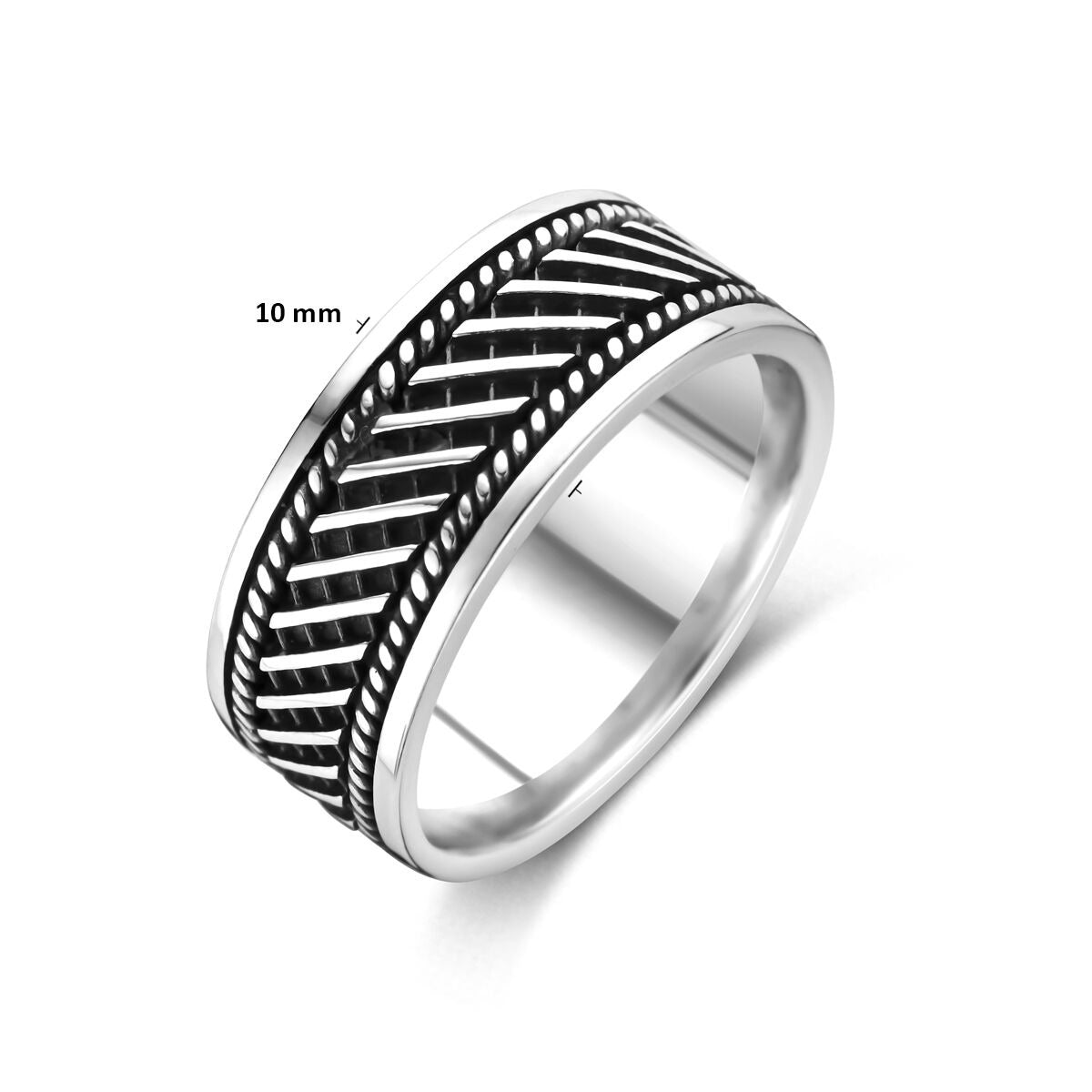 Anillo de hombre de plata oxidada – 10mm de ancho