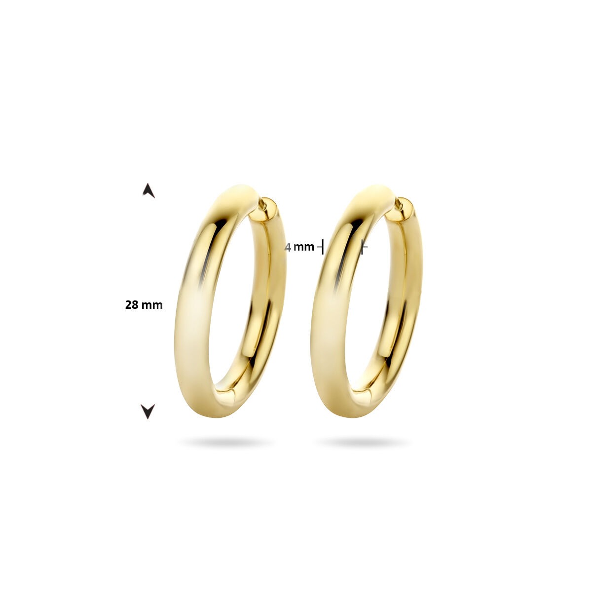 Aros chapados en oro de plata de mujer – 28x4 mm modelo redondo