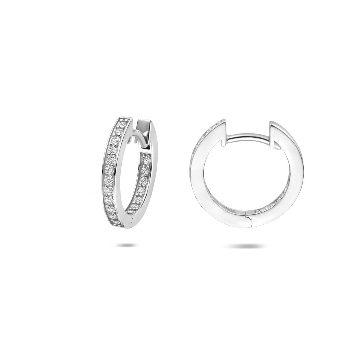 Aros de plata con circonitas – plata 925 rodiada 15 mm