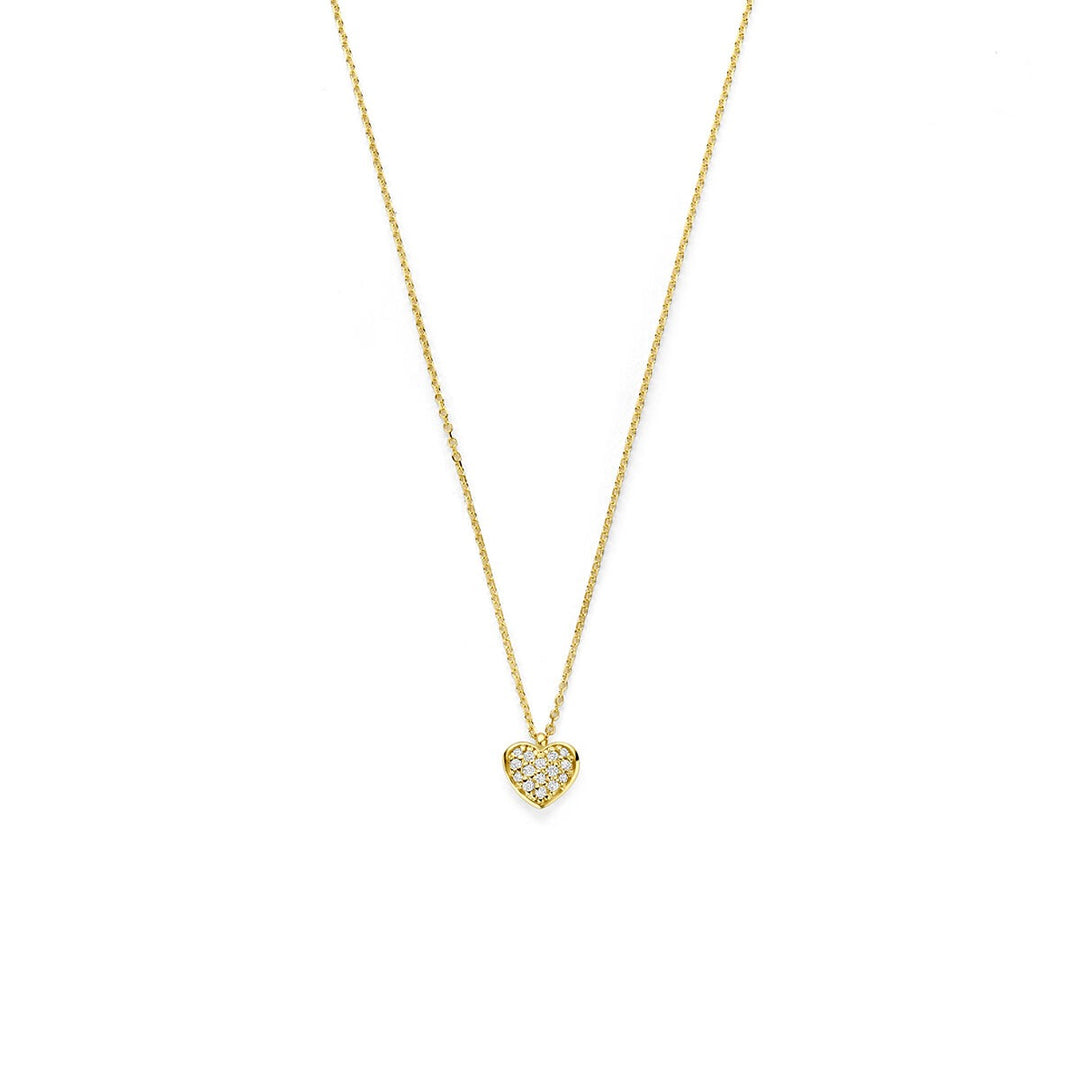 14k Geelgouden ketting met hartje diamant