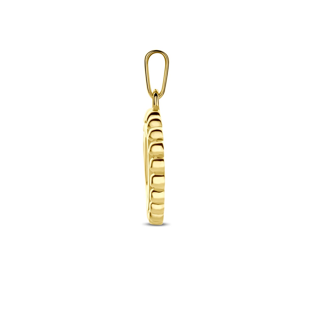 colgante redondo de oro amarillo con circonitas
