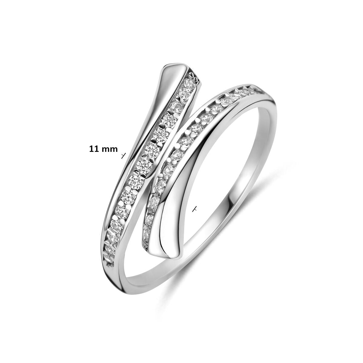 anillo de zircón en plata rodiada
