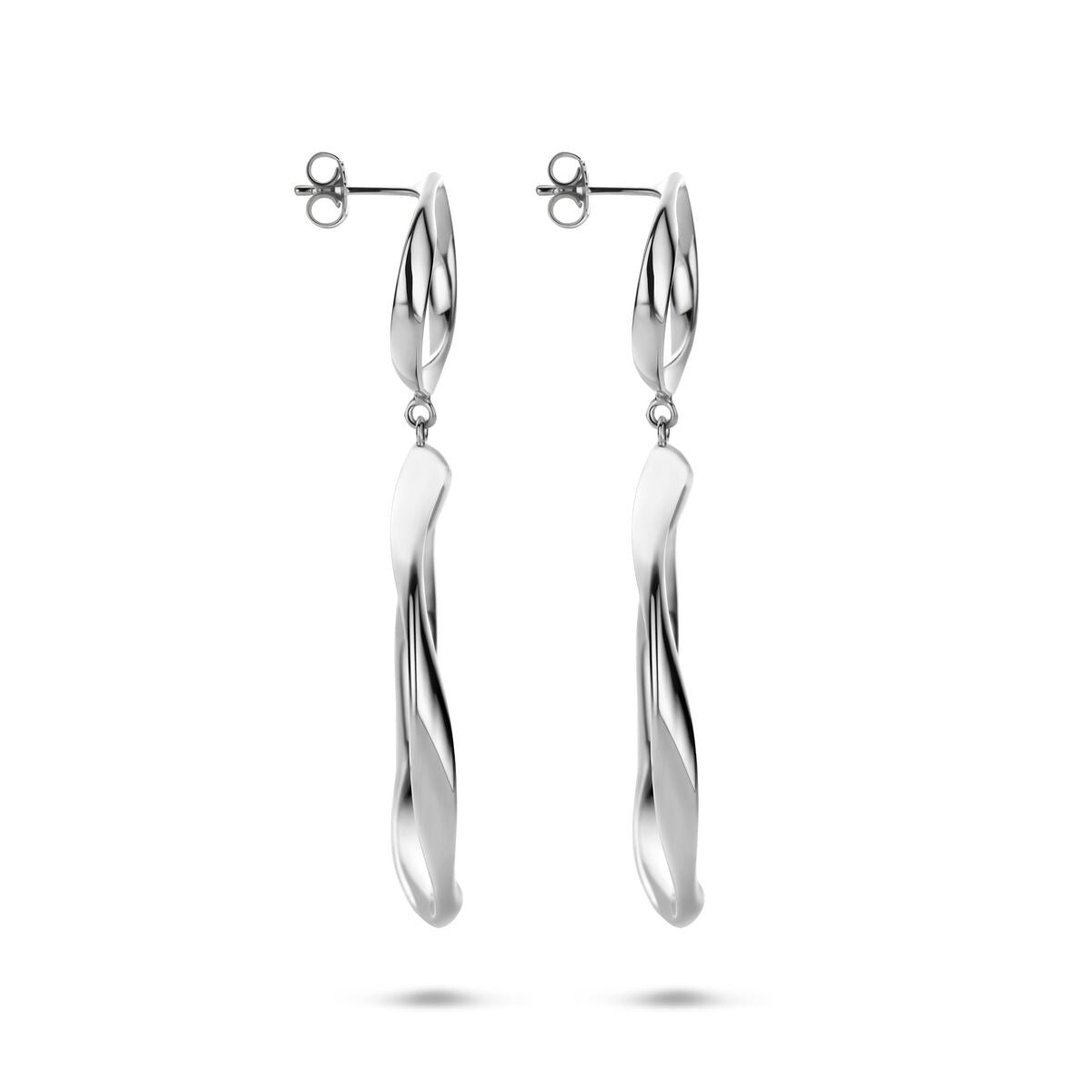 Pendientes de plata rodiados – elegante longitud y brillo refinado 66 mm